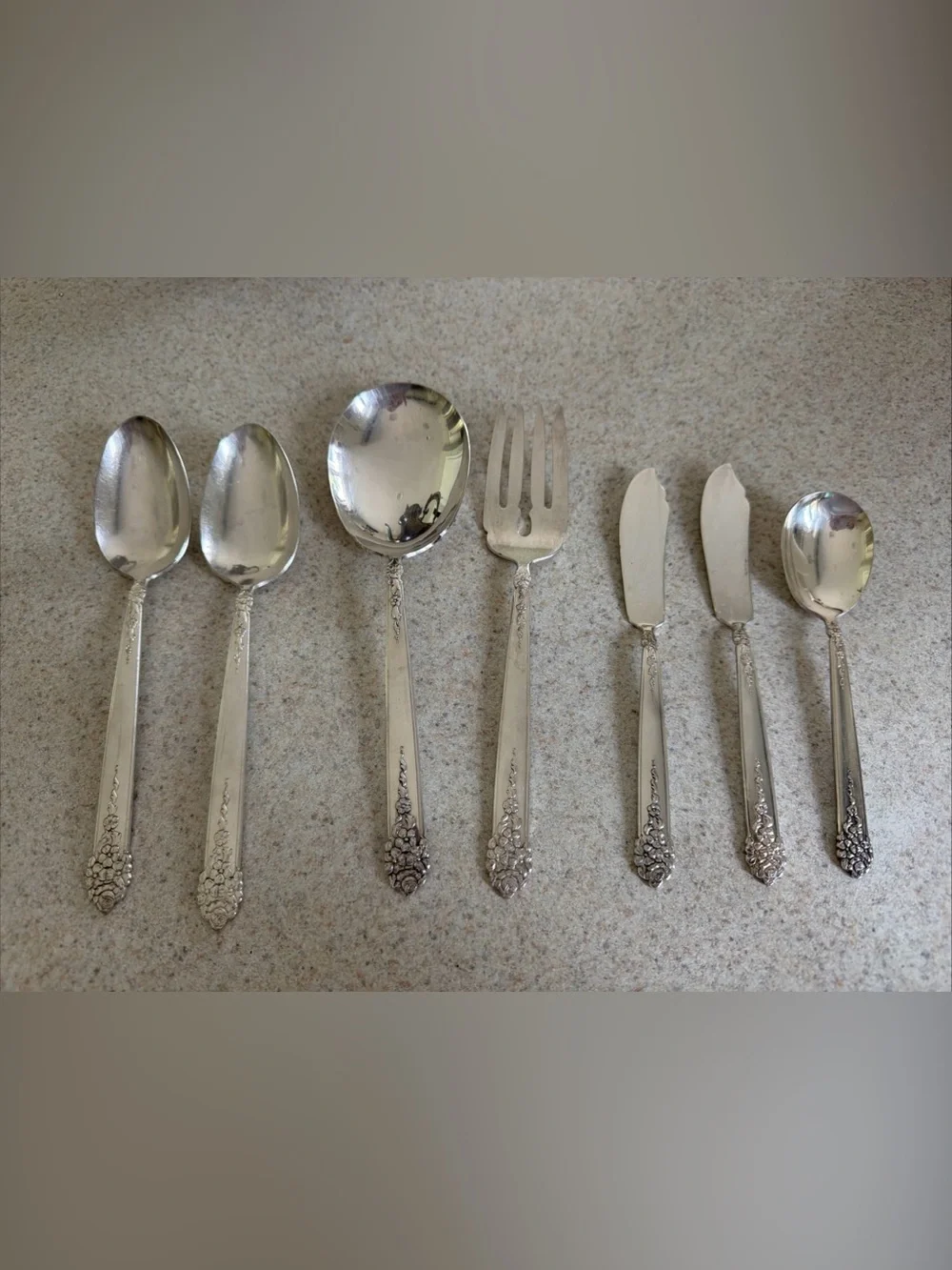 Silver Plate Serveware Set Vintage King Edward pattern Moss Rose 1949